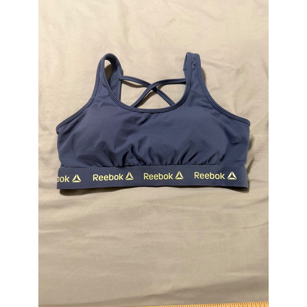 Reebok Medium Blue Crossback Sports Bra Removable Pads Medium Support Activewear